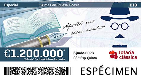 Fração Lotaria Clássica 23.ª - Alma Portuguesa: Poesia