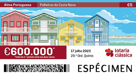 Fração Lotaria Clássica 29.ª - Alma Portuguesa: Palheiros da Costa Nova