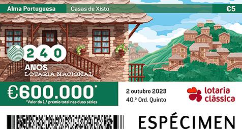 Fração Lotaria Clássica 40.ª - Alma Portuguesa: Casas de Xisto