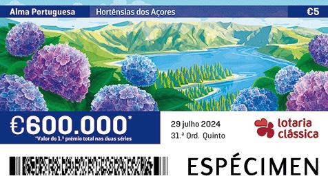 Fração Lotaria Clássica 31.ª - Alma Portuguesa: Hortênsias dos Açores