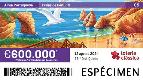 Fração Lotaria Clássica 33.ª - Alma Portuguesa: Praias de Portugal