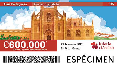 Fração Lotaria Clássica 08.ª - Alma Portuguesa: Mosteiro da Batalha