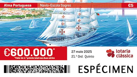 Fração Lotaria Clássica 21.ª - Alma Portuguesa: Navio-Escola Sagres