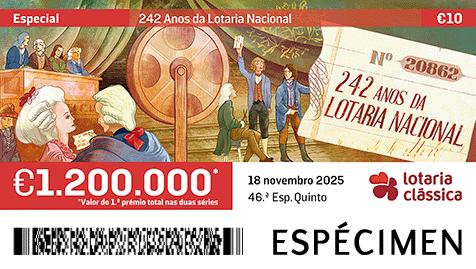 Fração Lotaria Clássica 46.ª - 242 Anos da Lotaria Nacional