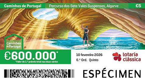 Fração Lotaria Clássica 6.ª - Caminhos de Portugal