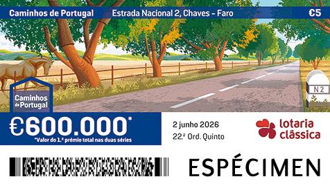 Fração Lotaria Clássica 22.ª - Caminhos de Portugal