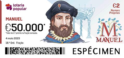 Fração Lotaria Popular 18.ª - Nomes Próprios: Manuel