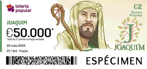 Fração Lotaria Popular 21.ª - Nomes Próprios: Joaquim