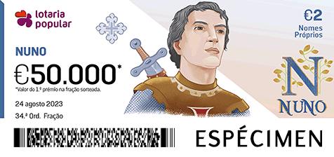 Fração Lotaria Popular 34.ª - Nomes Próprios: Nuno