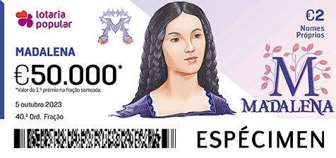 Fração Lotaria Popular 40.ª - Nomes Próprios: Madalena