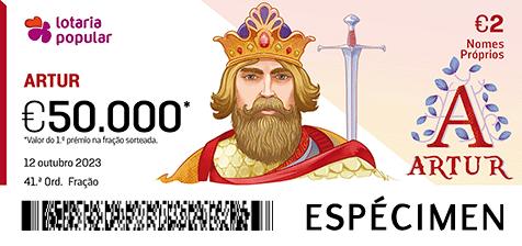 Fração Lotaria Popular 41.ª - Nomes Próprios: Artur