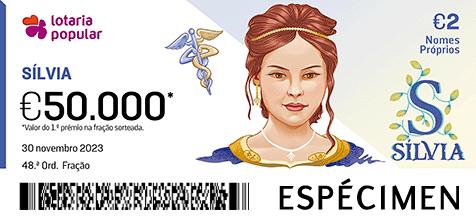 Fração Lotaria Popular 48.ª - Nomes Próprios: Sílvia