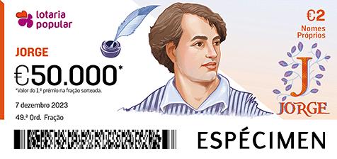 Fração Lotaria Popular 49.ª - Nomes Próprios: Jorge