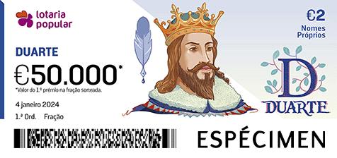 Fração Lotaria Popular 01.ª - Nomes Próprios: Duarte