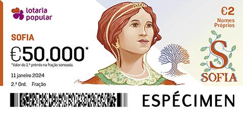 Fração Lotaria Popular 02.ª -  Nomes Próprios: Sofia