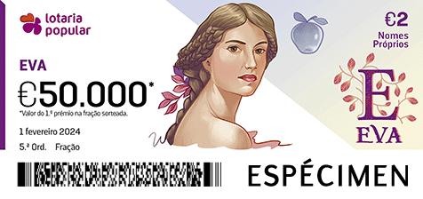 Fração Lotaria Popular 05.ª - Nomes Próprios: Eva