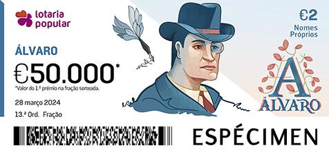 Fração Lotaria Popular 13.ª - Nomes Próprios: Álvaro