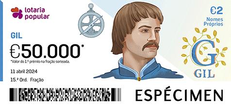 Fração Lotaria Popular 15.ª - Nomes Próprios: Gil