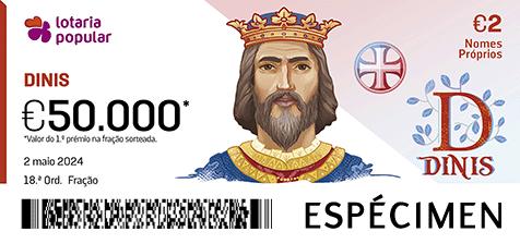 Fração Lotaria Popular 18.ª - Nomes Próprios: Dinis