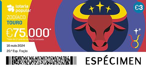 Fração Lotaria Popular 20.ª - Zodíaco Touro