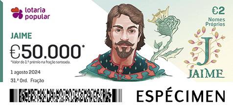 Fração Lotaria Popular 31.ª - Nomes Próprios: Jaime