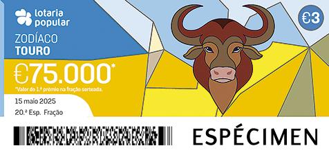 Fração Lotaria Popular 20.ª - Zodíaco Touro