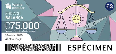 Fração Lotaria Popular 42.ª - Zodíaco Balança