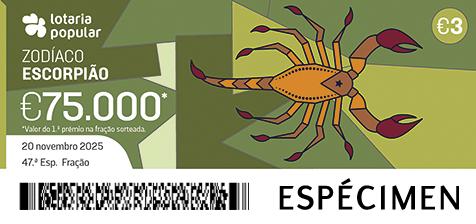 Fração Lotaria Popular 47.ª - Zodíaco Escorpião