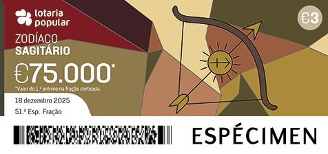 Fração Lotaria Popular 51.ª - Zodíaco Sagitário