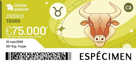 Fração Lotaria Popular 20.ª - Zodíaco Touro