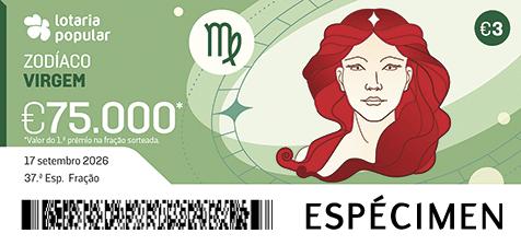 Fração Lotaria Popular 37.ª - Zodíaco Virgem